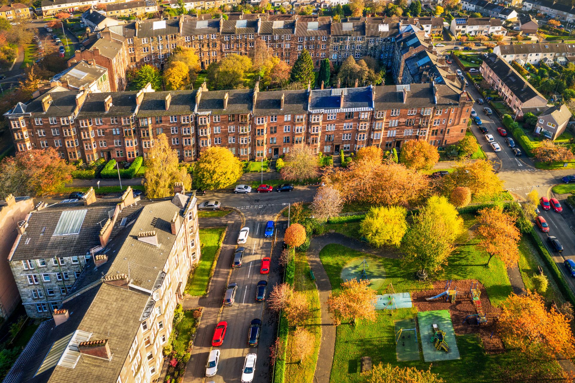 Aerial view of Broomhill in Glasgow's West End