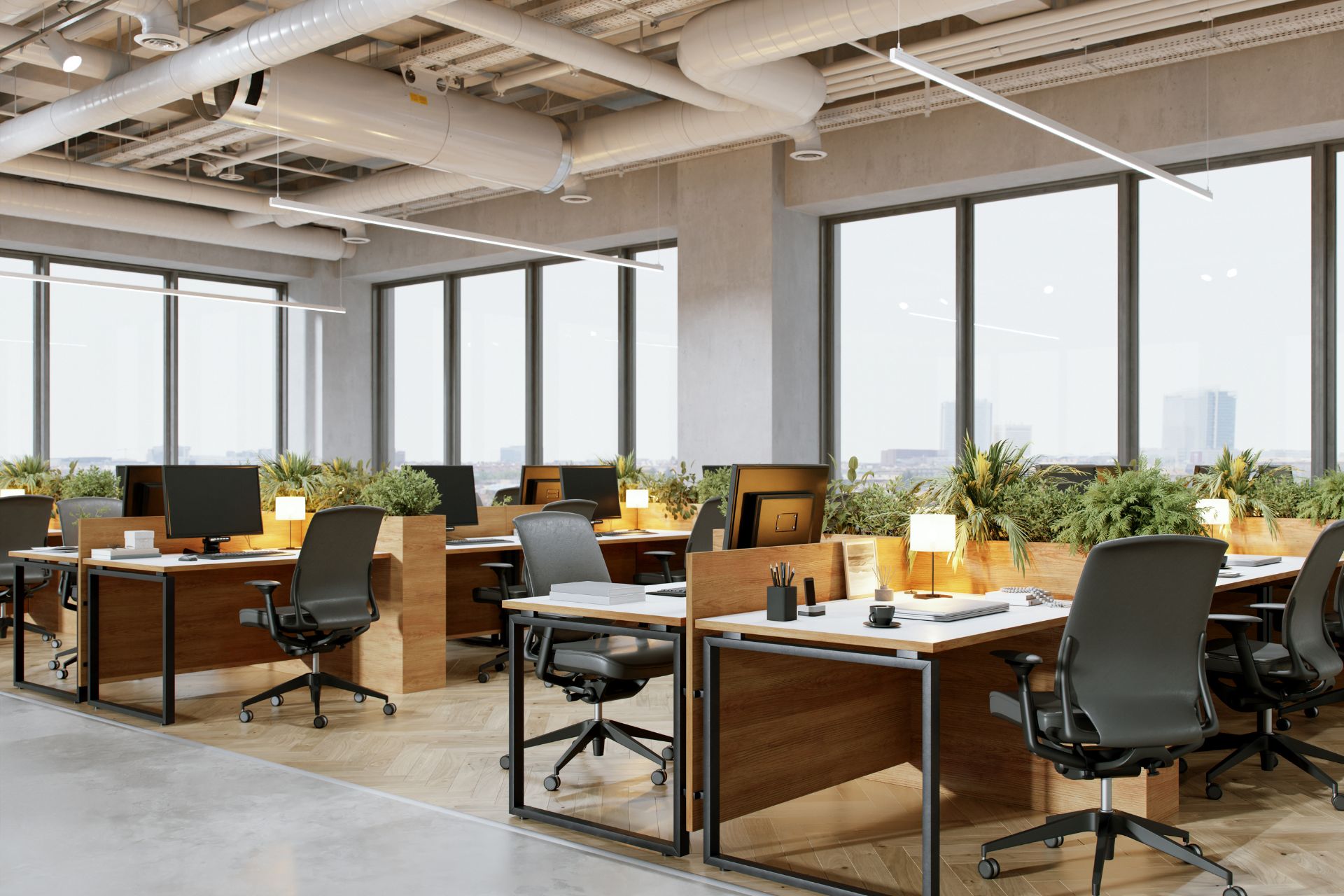 Modular office desks and partitions