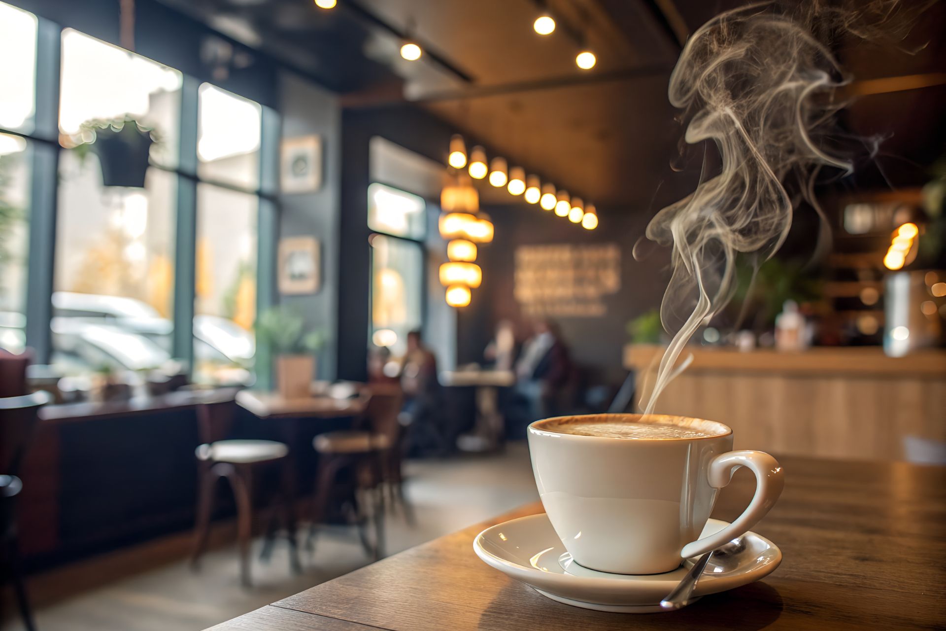 Peaceful café setting ideal for focused client meetings