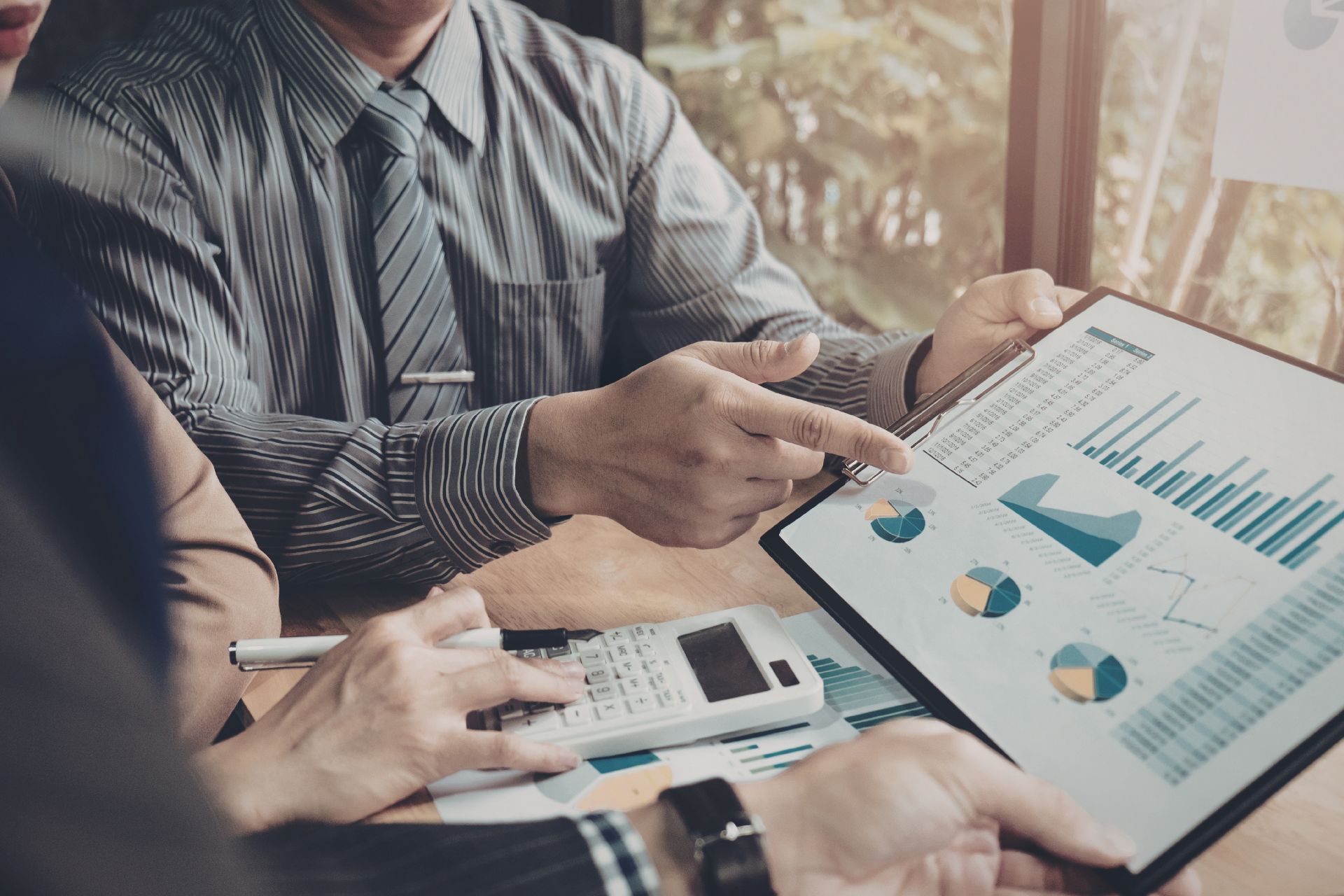 Team reviewing financial data