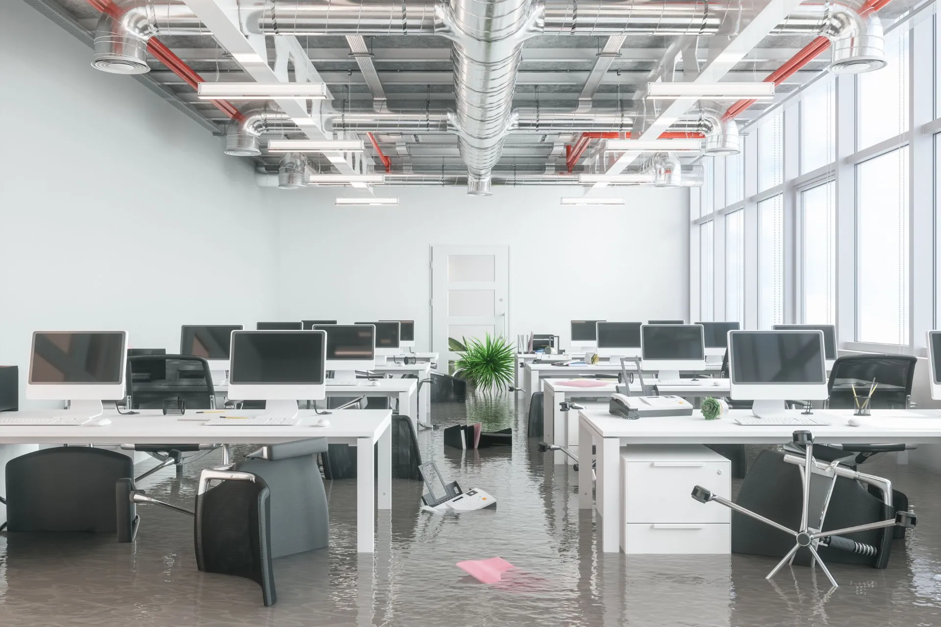 Modern office flooded